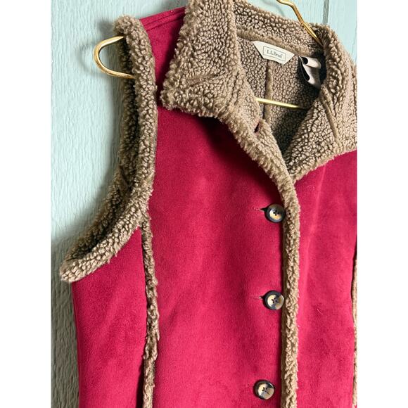 Vintage L.L. Bean Sherpa-Lined Faux Suede Vest – Women’s Medium - Picture 2 of 5